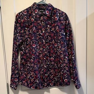 Lands' End Women's Floral No Iron Supima Button Up Size 8